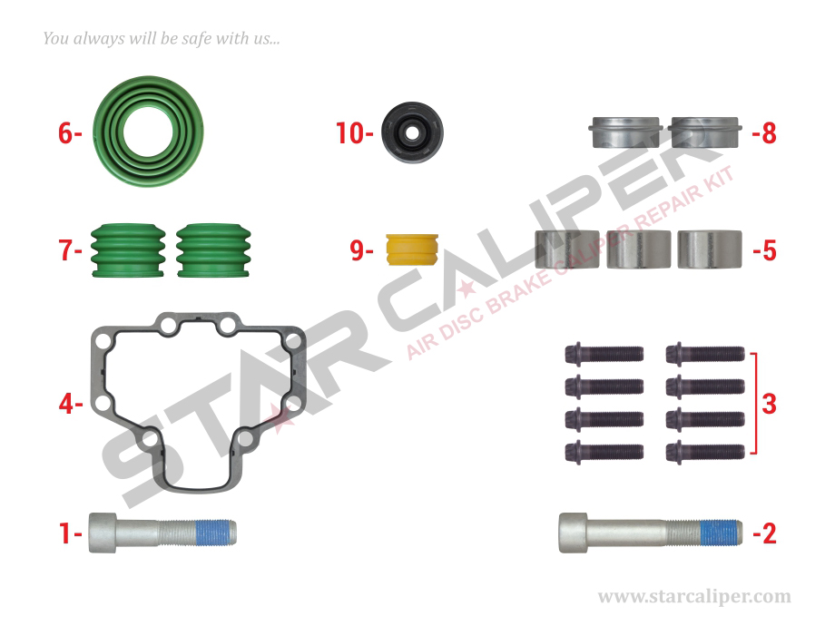 Caliper Bolts, Seals & Gasket Repair Kit